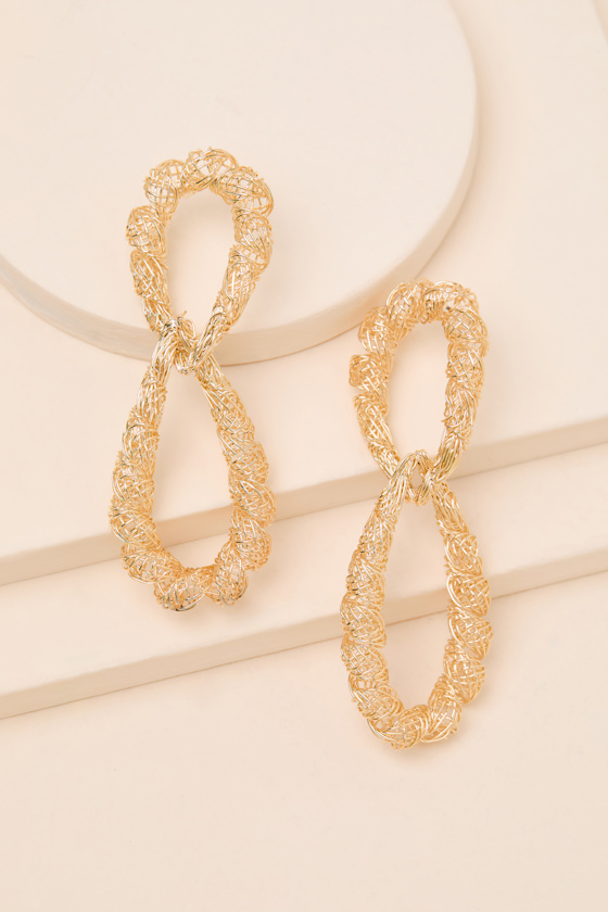 Ivera Gold Textured Statement Earrings 5