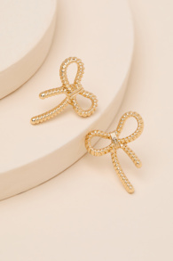 Lisandra Gold Bow Stud Earrings 1