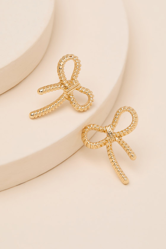 Lisandra Gold Bow Stud Earrings 1