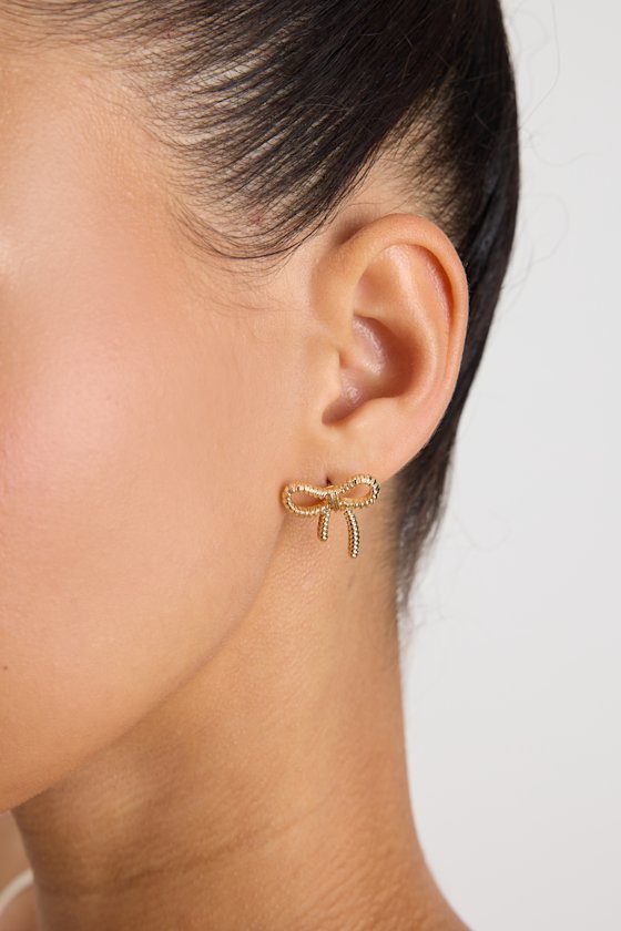 Lisandra Gold Bow Stud Earrings 3