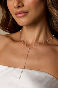 Doris Gold Pearl Beaded Lariat Necklace 1