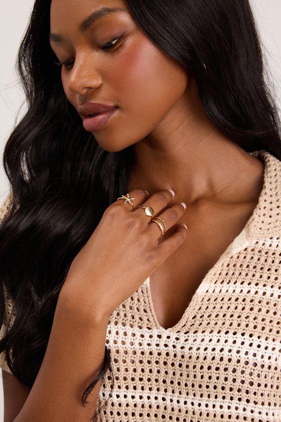 Bena Gold Five-Piece Ring Set - thumbnail 3