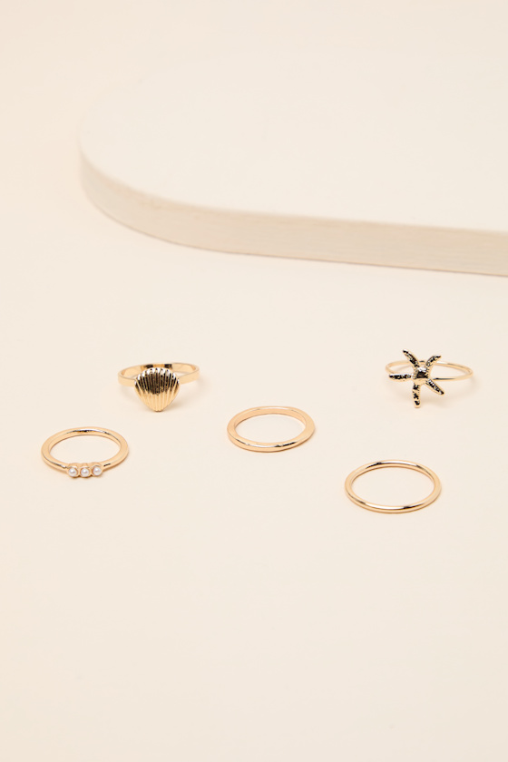 Bena Gold Five-Piece Ring Set - thumbnail 4
