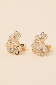 Baxley Gold Rhinestone Flower Stud Earrings 1
