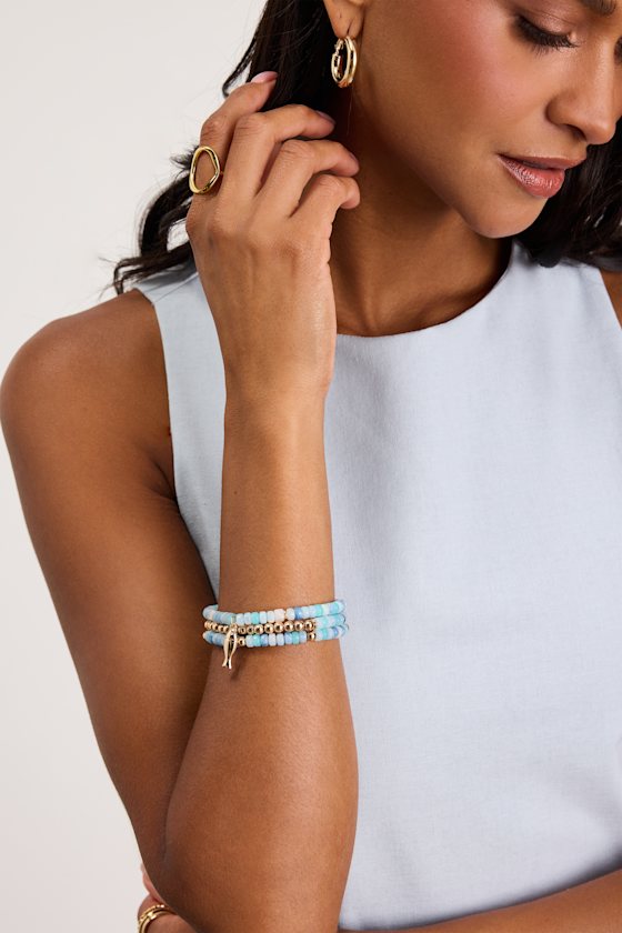 Analisa Blue Multi Beaded Three-Piece Bracelet Set 1