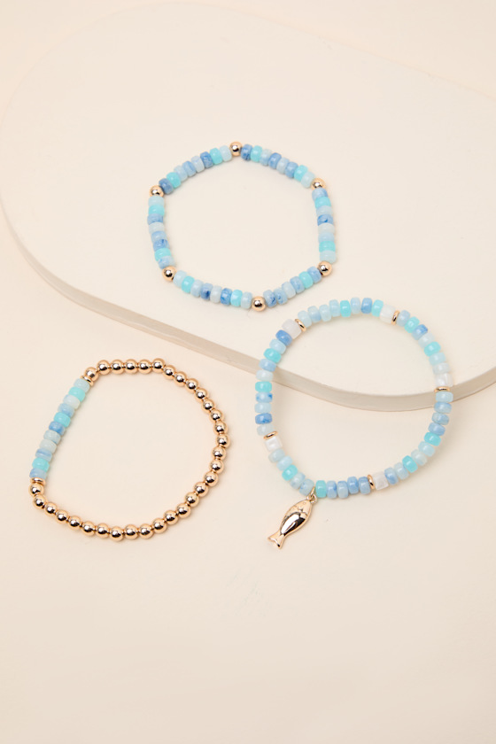Analisa Blue Multi Beaded Three-Piece Bracelet Set 1