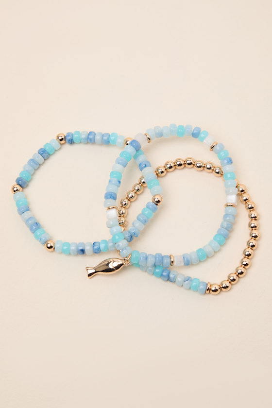Analisa Blue Multi Beaded Three-Piece Bracelet Set - thumbnail 6