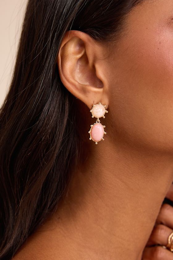 Reva Blush and Gold Drop Earrings 3