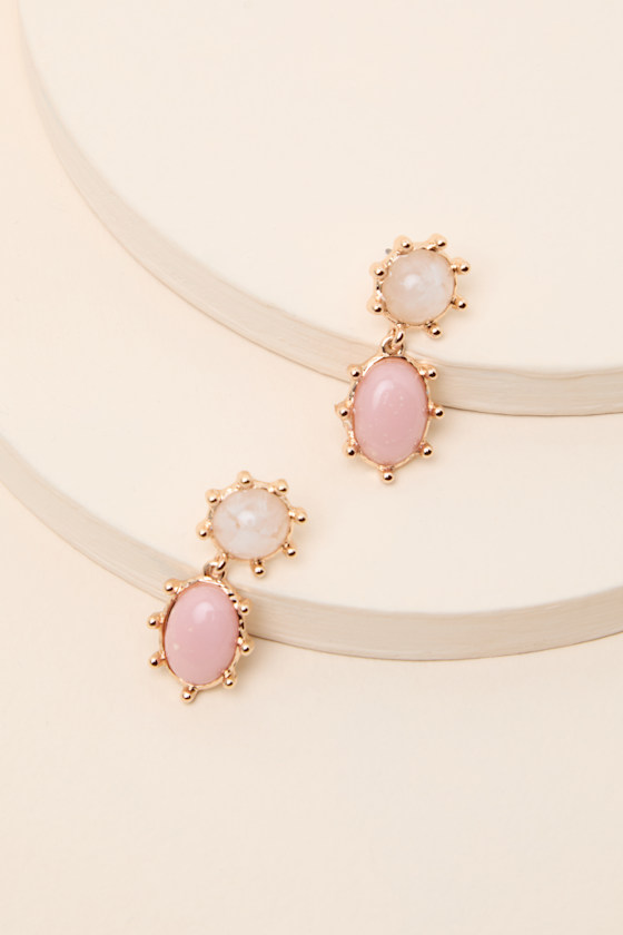 Reva Blush and Gold Drop Earrings 4