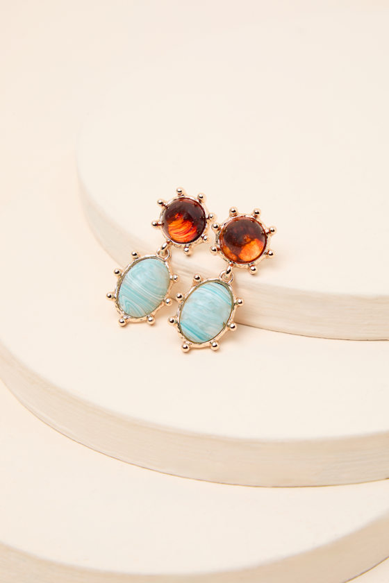 Reva Multi and Gold Drop Earrings 2