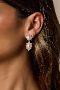 Reva White and Gold Pearl Drop Earrings 1