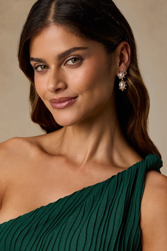 Reva White and Gold Pearl Drop Earrings - thumbnail 3