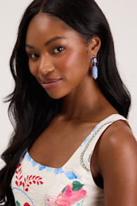 Sirona Light Blue Stone Drop Earrings 1