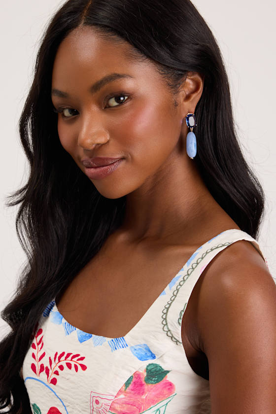 Sirona Light Blue Stone Drop Earrings 1