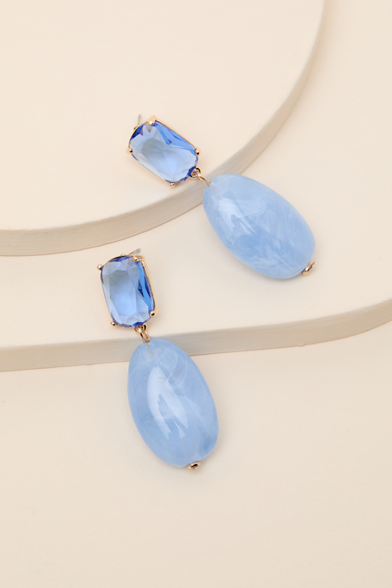 Sirona Light Blue Stone Drop Earrings 1