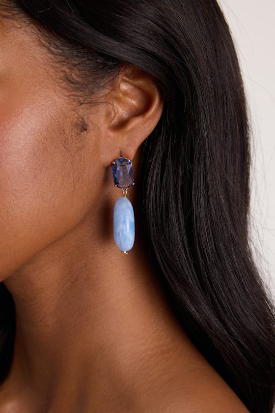 Sirona Light Blue Stone Drop Earrings 3
