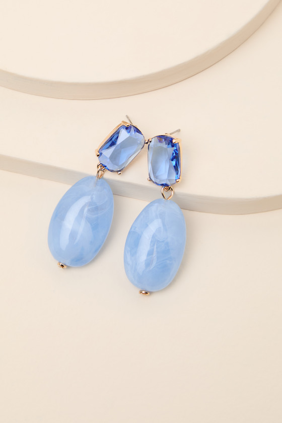 Sirona Light Blue Stone Drop Earrings - thumbnail 4