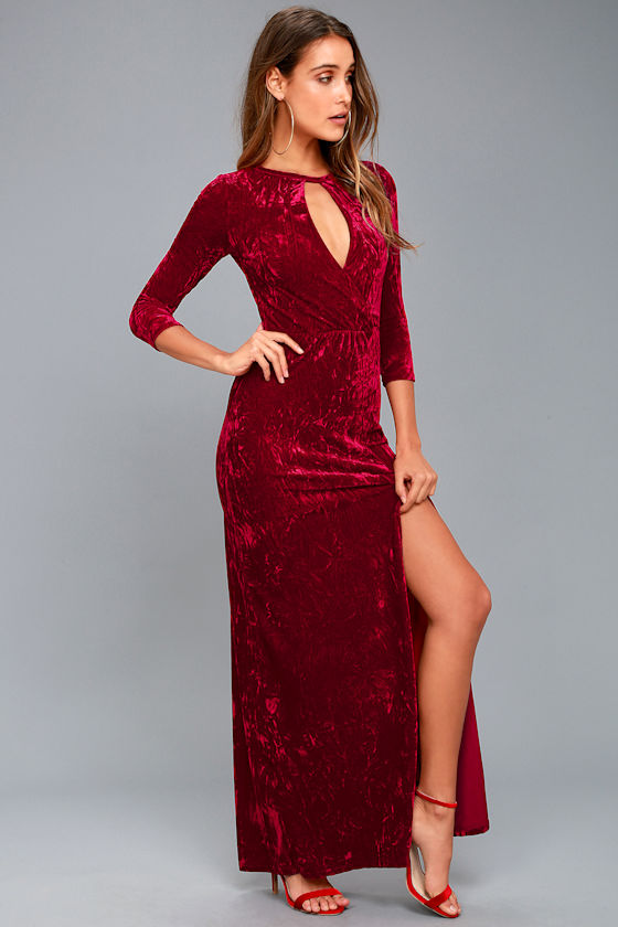 Chic Wine Red Dress Velvet Maxi Dress Velvet Gown Lulus