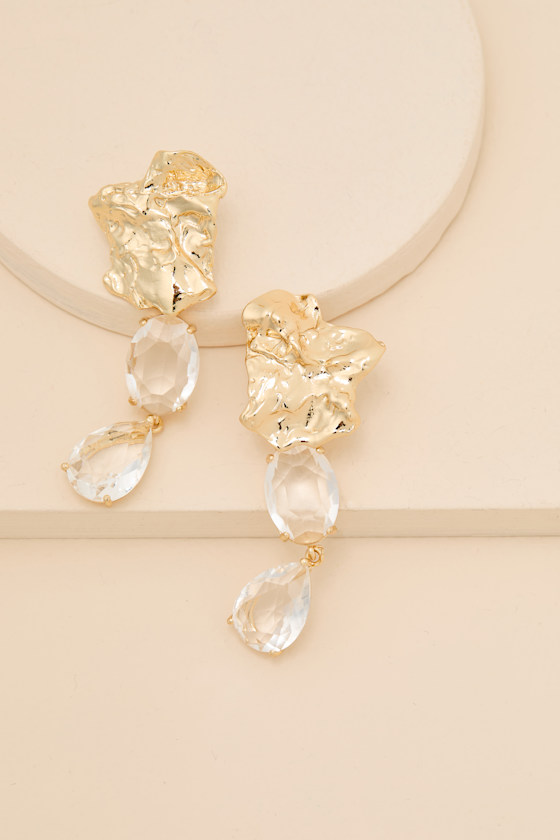 Christine Gold Rhinestone Drop Earrings 5