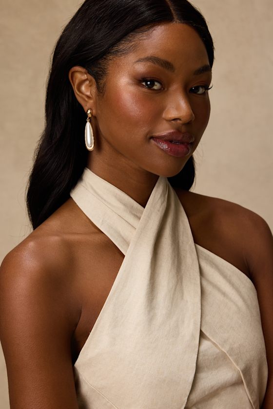Cyra Gold Pearl Drop Earrings - thumbnail 3