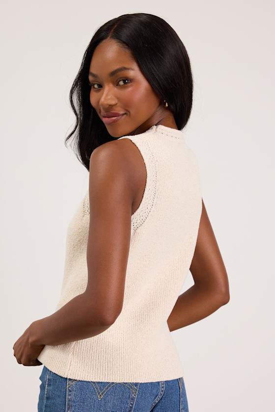 Hollis Ivory Sweater Knit Tank Top 2