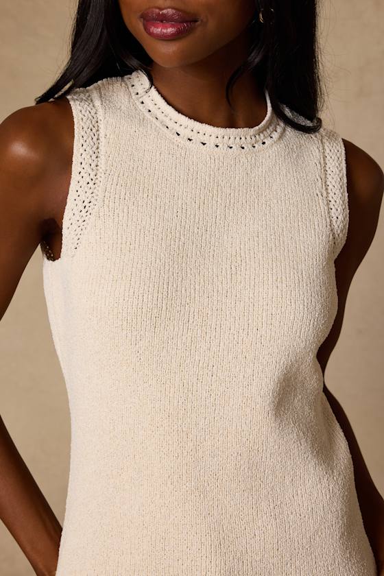 Hollis Ivory Sweater Knit Tank Top - thumbnail 4