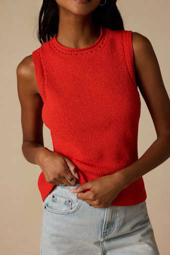 Hollis Bright Red Sweater Knit Tank Top 2
