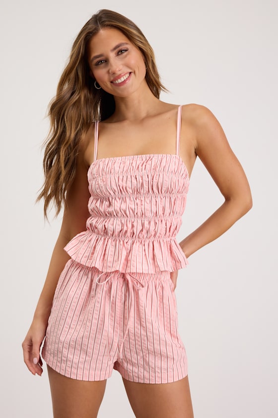 Christa Pink Striped Drawstring Shorts 2