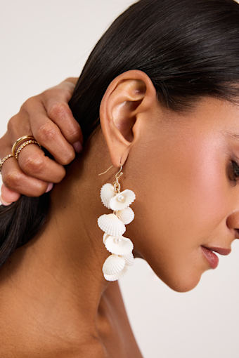 Montara White Seashell Drop Earrings 1