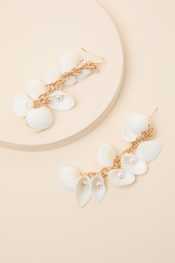 Montara White Seashell Drop Earrings 2