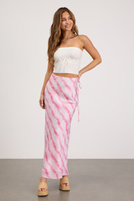 Issa Pink and White Striped Maxi Skirt 1