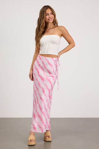 Issa Pink and White Striped Maxi Skirt 1