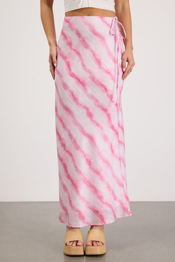 Issa Pink and White Striped Maxi Skirt 2