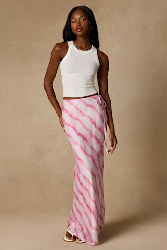 Issa Pink and White Striped Maxi Skirt 2