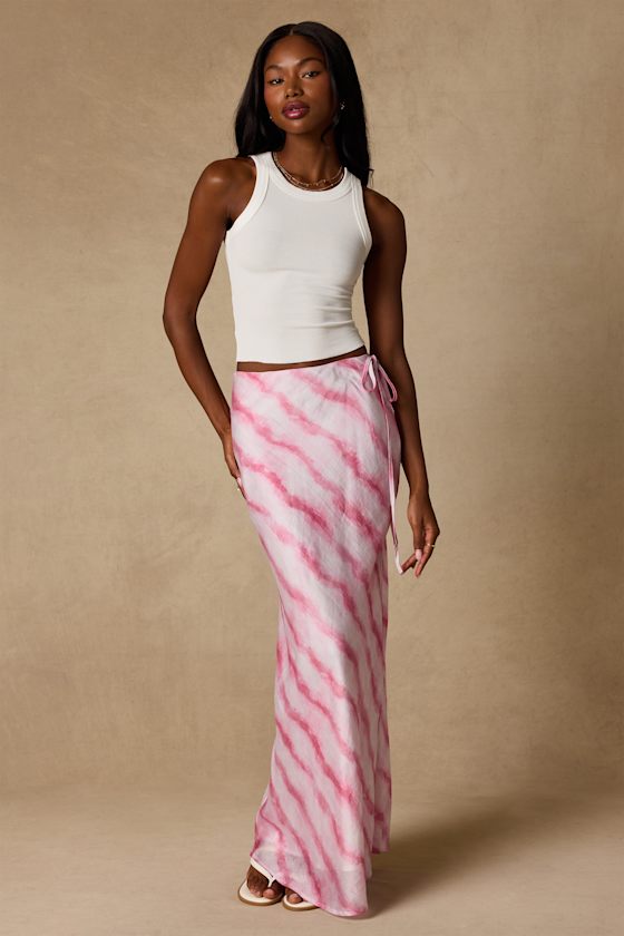 Issa Pink and White Striped Maxi Skirt 2