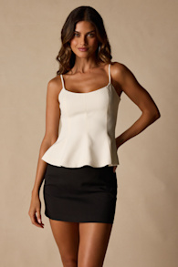 Sanvi Cream Peplum Cami Top 1