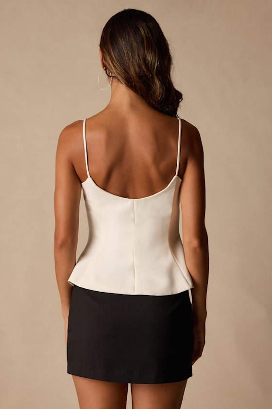 Sanvi Cream Peplum Cami Top 2