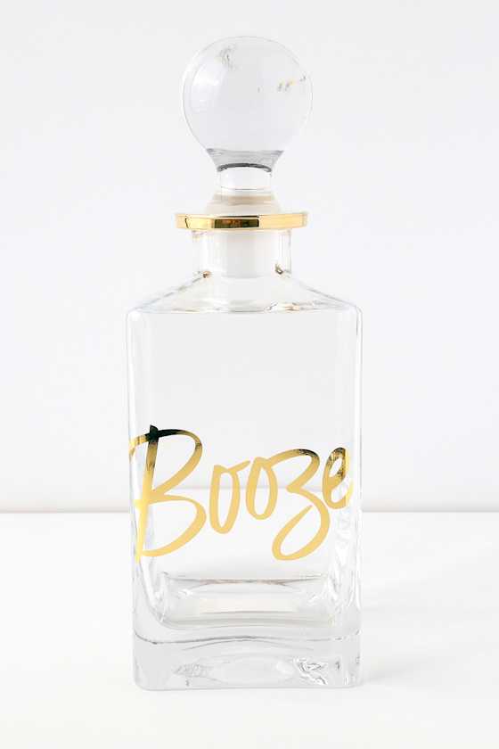 Chez Elle Clear and Gold Booze Decanter 2