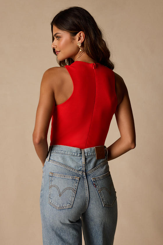 Berlinda Red Orange Cross-Front Bodysuit 2