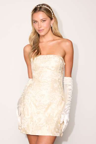 cream hoco dresses High Neck Vintage Gold Lace Applique Homecoming Dresses Ivory Princess Hoco Dress ARD1680