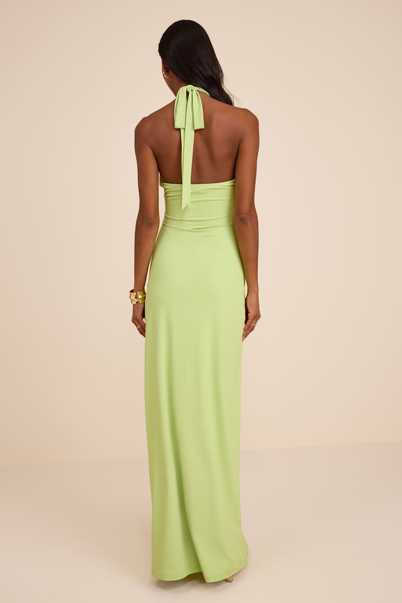 long lime green bridesmaid dresses Lime Green Spaghetti Straps Mermaid Side-slirt Long Train Pleats Prom AlineBridal