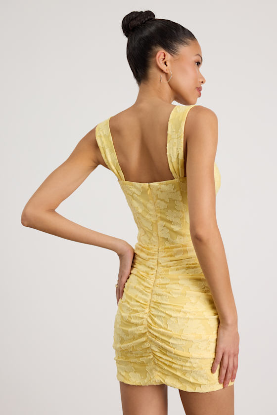 Celeste Light Yellow Floral Burnout Bustier Maxi Dress 2