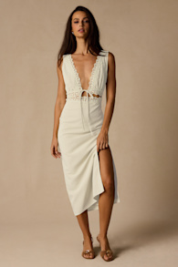 Connie Ivory Lace Tie-Front Midi Dress 2