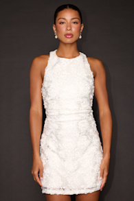 Anya White Lace Applique Sleeveless Mini Dress 1