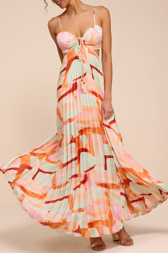 Myla Mint Green Multi Pleated Tie-Back Maxi Dress 1