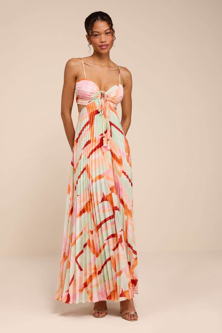 lulus mint green dress Multi Pleated Tie-Back Maxi | Womens | Small (Available in L) | 100% Polyester size-28w