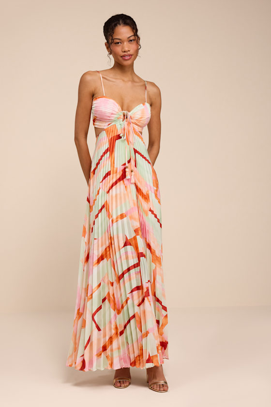 Myla Mint Green Multi Pleated Tie-Back Maxi Dress 2