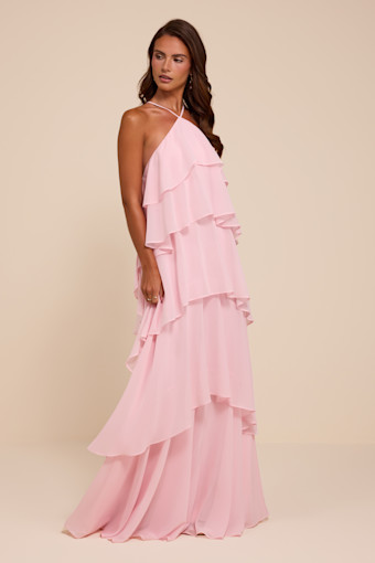 Aveley Light Pink Tiered Shift Maxi Dress 1