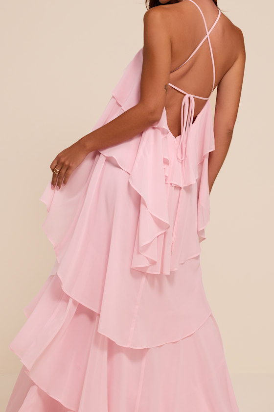 Aveley Light Pink Tiered Shift Maxi Dress - thumbnail 4