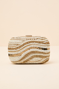 Daffi Gold and Ivory Beaded Clutch 1